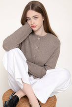 Load image into Gallery viewer, Long Sleeve Round Neck Button Down Sweater Cardigan: TPE-taupe / M
