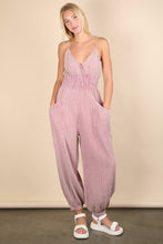 Load image into Gallery viewer, Mineral Washed Cotton Gauze Casual Jumpsuit: SAGE
