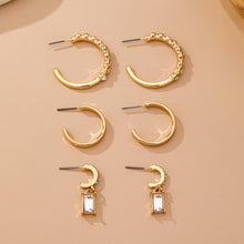 Load image into Gallery viewer, Crystal-Accented Gold Hoop Earring Set | 80E61945: Gold
