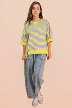 Load image into Gallery viewer, NT12481-Oversized Stripe Casual Knit Top: BLACK/CREAM / S-M-L/2-2-2
