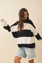 Load image into Gallery viewer, Contrast Panel Long Sleeve Slouchy Top: Pineapple Navy / Contemporary
