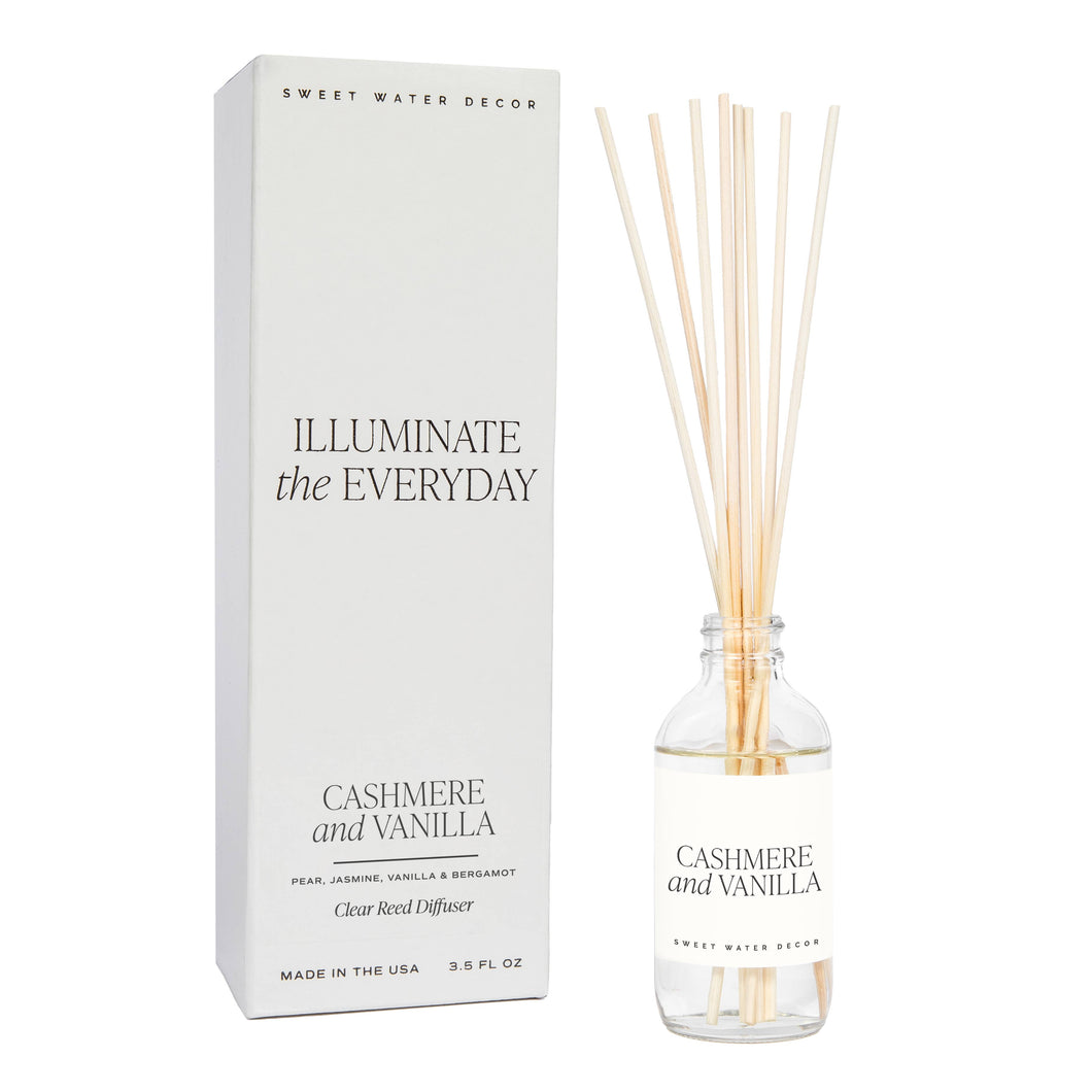 Cashmere and Vanilla Clear Reed Diffuser- Gifts, Home Decor