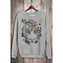 Load image into Gallery viewer, THE GOLDEN FOILED TIGER FACE MINERAL SWEATSHIRTS: White
