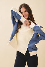 Load image into Gallery viewer, Colorblock Terry Pullover Sweatshirt: White Heather Gray / Contemporary
