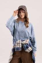 Load image into Gallery viewer, WASHED EXTENDED SHOULDER KNIT TOP: OATMEAL
