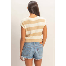 Load image into Gallery viewer, Striped Ribbed Knit Top: ICE BLUE /
