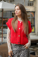 Load image into Gallery viewer, Oversized Button Down Knit Sweater Top: RED
