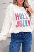 Load image into Gallery viewer, Christmas Slogan HOLLY JOLLY Round Neck Sweatshirt | S-XL: White / XL
