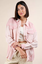Load image into Gallery viewer, Mineral Washed Oversized Gauze Shacket Jacket: CORAL
