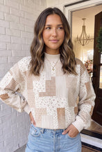 Load image into Gallery viewer, LAS Patchwork Floral Print Mock Neck Sweatshirt (S-XL): Khaki / S
