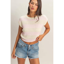 Load image into Gallery viewer, Striped Ribbed Knit Top: ICE BLUE /
