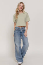 Load image into Gallery viewer, Short Sleeve Crew Neck Oversize Crop Cotton Knit Tee: RED-red / S
