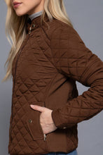 Load image into Gallery viewer, Suede Piping Detail Rib Quilted Padding Jacket : TAUPE
