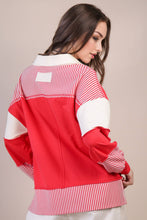 Load image into Gallery viewer, Color Block Solid &amp; Stripe Casual Knit Top: SAGE
