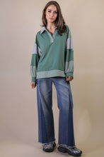 Load image into Gallery viewer, Color Block Solid &amp; Stripe Casual Knit Top: SAGE
