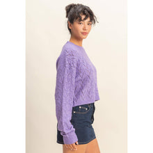 Load image into Gallery viewer, Cropped Cable Knit Sweater: ALPACA
