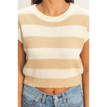 Load image into Gallery viewer, Striped Ribbed Knit Top: ICE BLUE /
