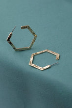 Load image into Gallery viewer, HAMMERED HEXAHON HOOP EARRINGS | Gold

