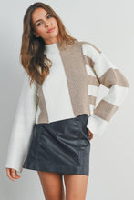 Load image into Gallery viewer, Color Block Mock Turtleneck Sweater: NAVY / IVORY
