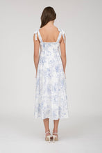 Load image into Gallery viewer, FRUIT BLOSSOM TIERED MIDI DRESS: BLUE
