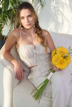 Load image into Gallery viewer, FRONT TIE CROPPED CAMI TOP: LIGHT YELLOW
