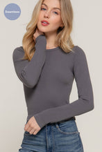 Load image into Gallery viewer, Long Sleeve Crew Neck Rib Seamless Top: OLV-olive / M/L
