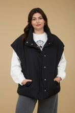 Load image into Gallery viewer, PLUS OVERSIZED SNAP BUTTON PUFFER VEST : DARK BROWN
