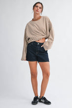 Load image into Gallery viewer, Oversized Stripe Long Sleeve Top: Chocolate / Contemporary
