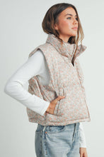 Load image into Gallery viewer, High Neck Floral Puffer Vest - BMJ7560: BLUSH / M
