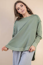 Load image into Gallery viewer, Mineral Washed Elbow Patch Contrast Knit Top: MOCHA

