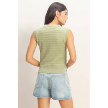 Load image into Gallery viewer, Eyelet Sleeveless Knit Top: CREAM
