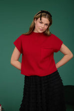 Load image into Gallery viewer, MOCK NECK POCKET DETAIL SHORT SLEEVE KNIT SWEATER: LIGHT TAUPE
