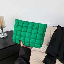 Load image into Gallery viewer, QUILTED PUFFY COSMETIC MAKEUP POUCH CLUTCH BAG | Tan
