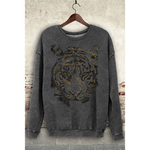 Load image into Gallery viewer, THE GOLDEN FOILED TIGER FACE MINERAL SWEATSHIRTS: White
