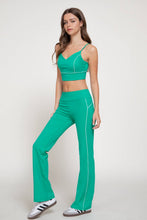 Load image into Gallery viewer, Waist Band Contrast Piping Detail Workout Pants: RED-red/off white / S
