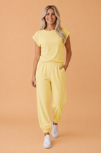 Load image into Gallery viewer, PRETTY BASH Solid Cropped Tank Top &amp; Pants Set: Yellow Cream / XL
