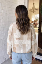 Load image into Gallery viewer, LAS Patchwork Floral Print Mock Neck Sweatshirt (S-XL): Khaki / M
