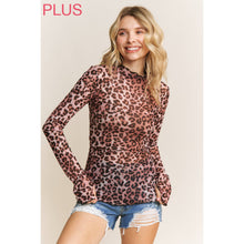 Load image into Gallery viewer, PLUS CHIC ANIMAL PRINT MESH HIGH NECK DESIGN LONG SLEEVE FIT: Brown Multi
