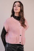 Load image into Gallery viewer, Oversized Button Down Knit Sweater Top: BLACK
