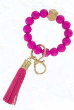 Load image into Gallery viewer, Color Silicone Beaded Key Ring Keychain: Nude Grey
