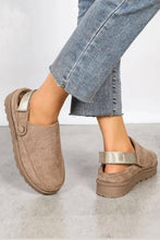 Load image into Gallery viewer, WOMENS FAUX SUEDE STRAPPY CLOGS SLIP ON MULES SLIPPERS: Khaki
