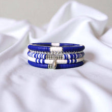 Load image into Gallery viewer, Royal Blue and White Game Day Bracelet Stack
