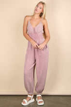 Load image into Gallery viewer, Mineral Washed Cotton Gauze Casual Jumpsuit: SAGE
