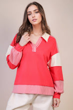 Load image into Gallery viewer, Color Block Solid &amp; Stripe Casual Knit Top: SAGE
