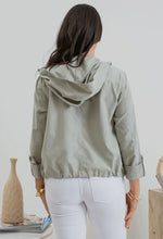 Load image into Gallery viewer, Light Olive Plus Size Snap Button Zip Up Hoodie
