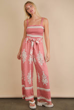Load image into Gallery viewer, Boho Printed Smocking Detail Jumpsuit: TAUPE

