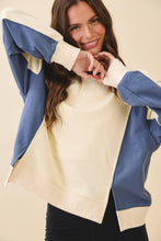 Load image into Gallery viewer, Colorblock Terry Pullover Sweatshirt: White Heather Gray / Contemporary
