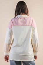Load image into Gallery viewer, Color Block Oversized Collared Casual Knit Top: CREAM
