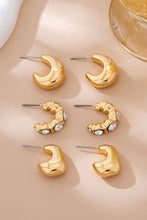 Load image into Gallery viewer, Rhinestone Geo Puffy Hoop Trio | 80E61592: GOLD
