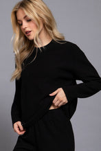 Load image into Gallery viewer, Long Sleeve Round Neck Soft Knit Top: BLK-black / L
